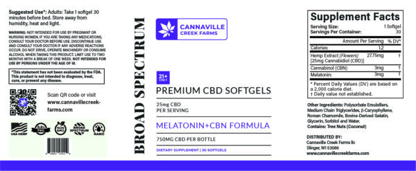 BROAD SPECTRUM CBD SOFTGELS WITH MELATONIN